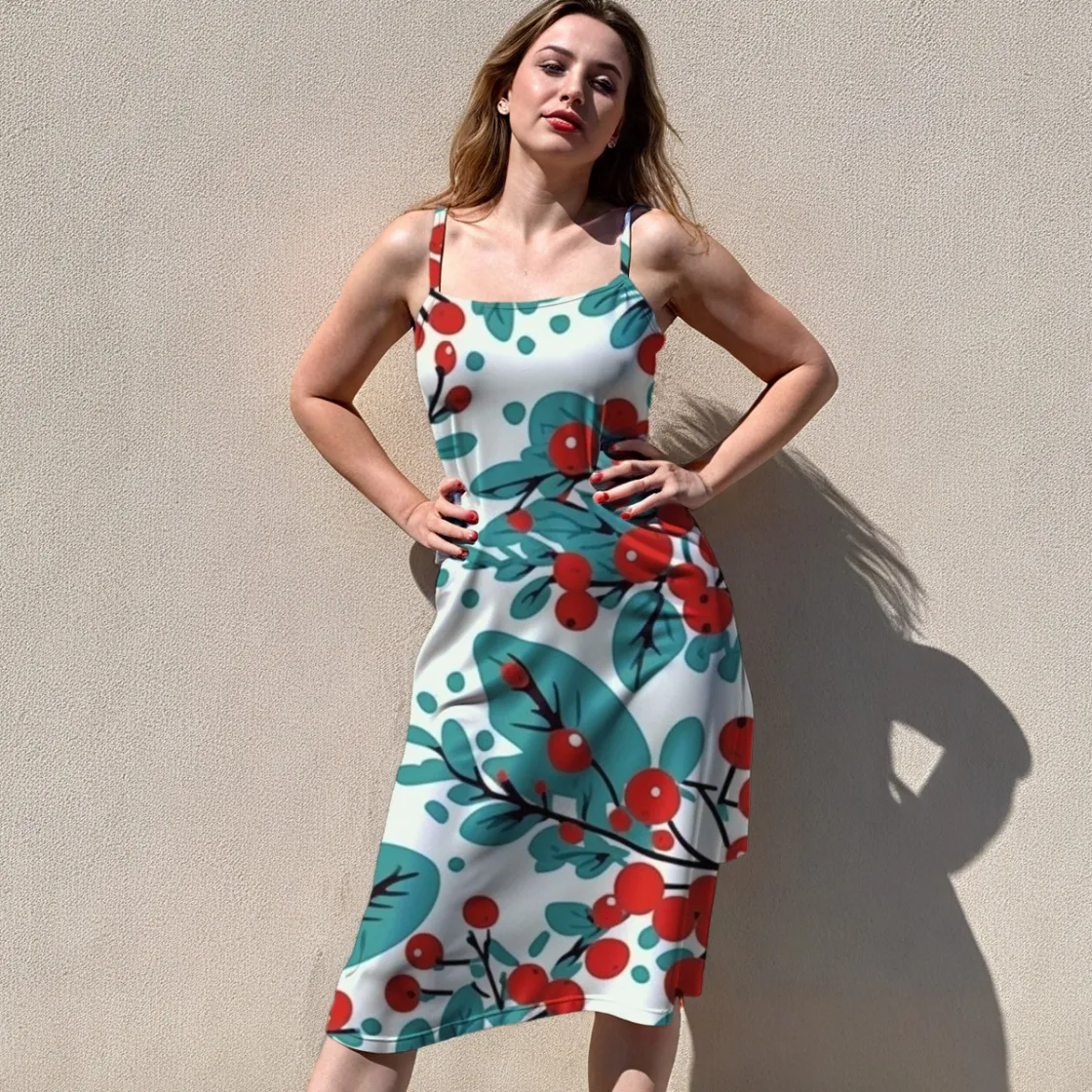 All-Over Print Women's sleeveless suspender dress