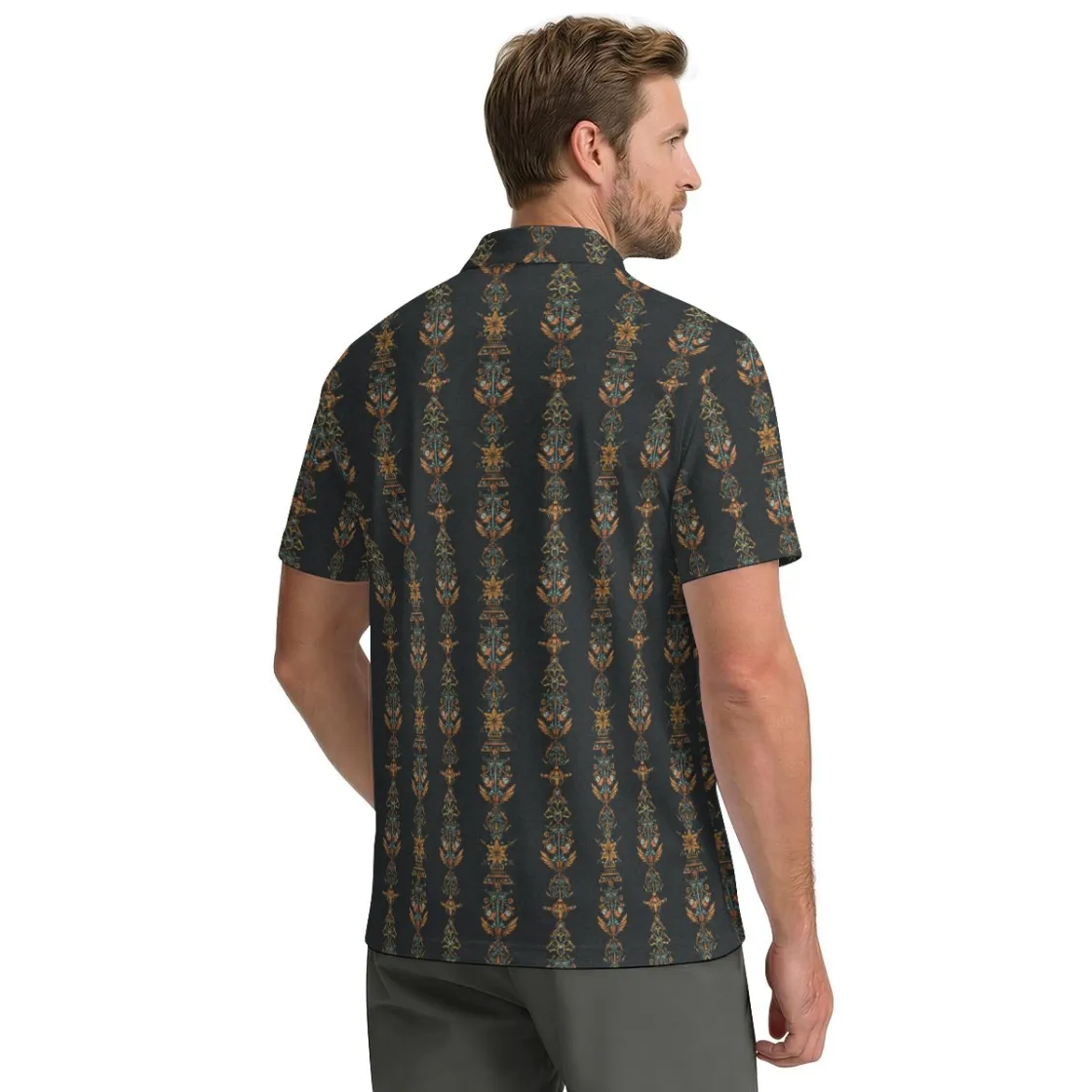 All-Over Print Men’s Polo Shirt with Chest Pocket