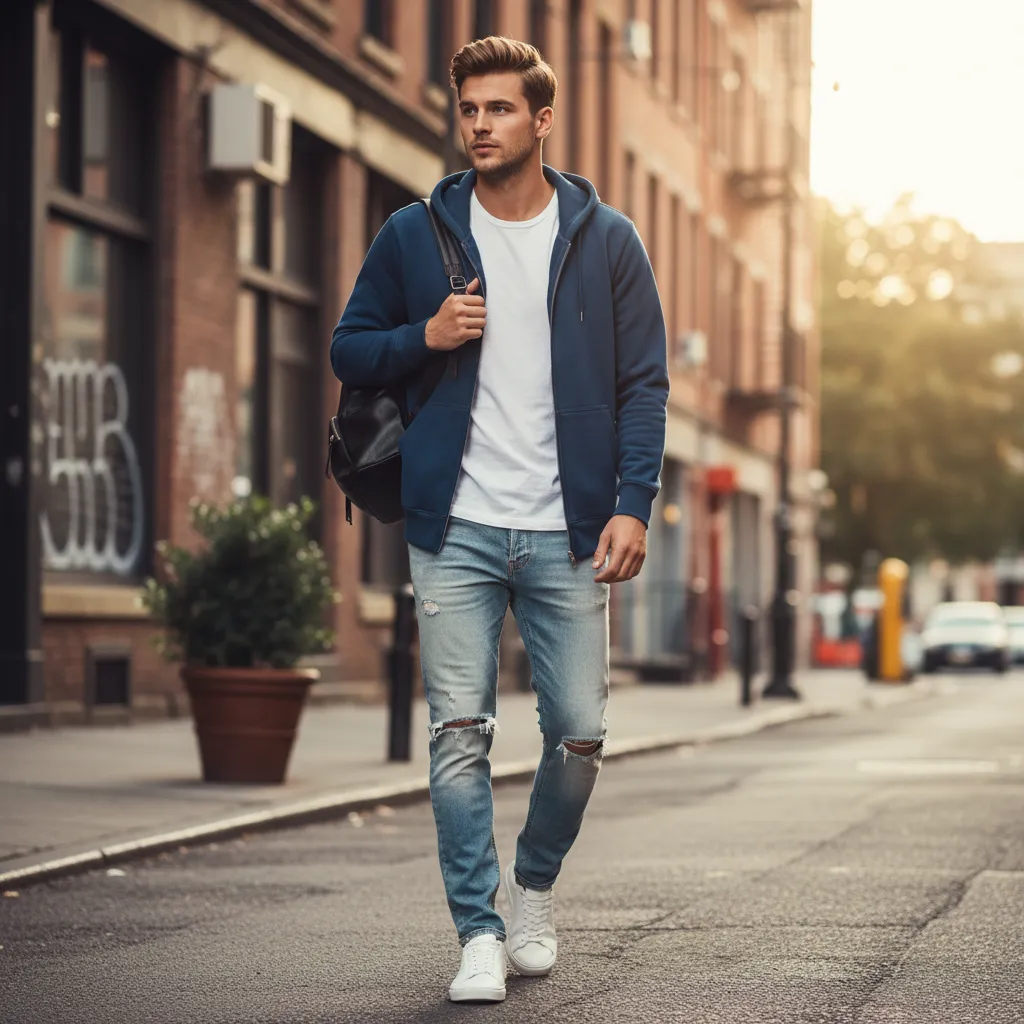 Men's Hoodie With Zipper Printed in USA |Glidan18600 DTF