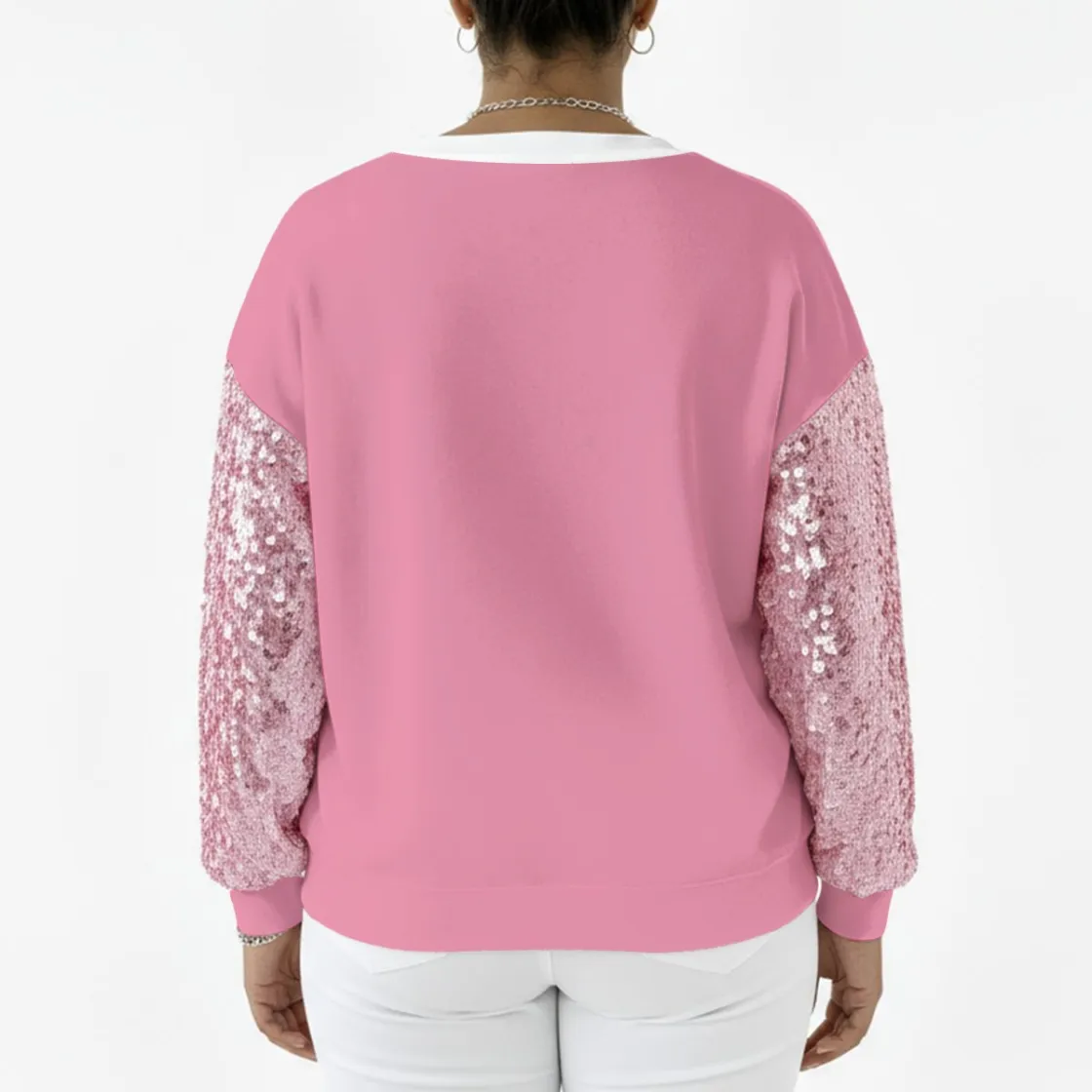 All-Over Print Women's Sequin Sleeve Sweatshirt