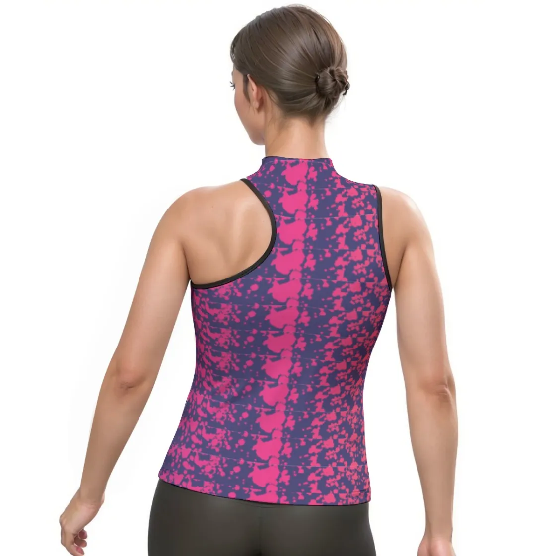All-Over Print Women's Halter Sleeveless Asymmetrical Tank Top