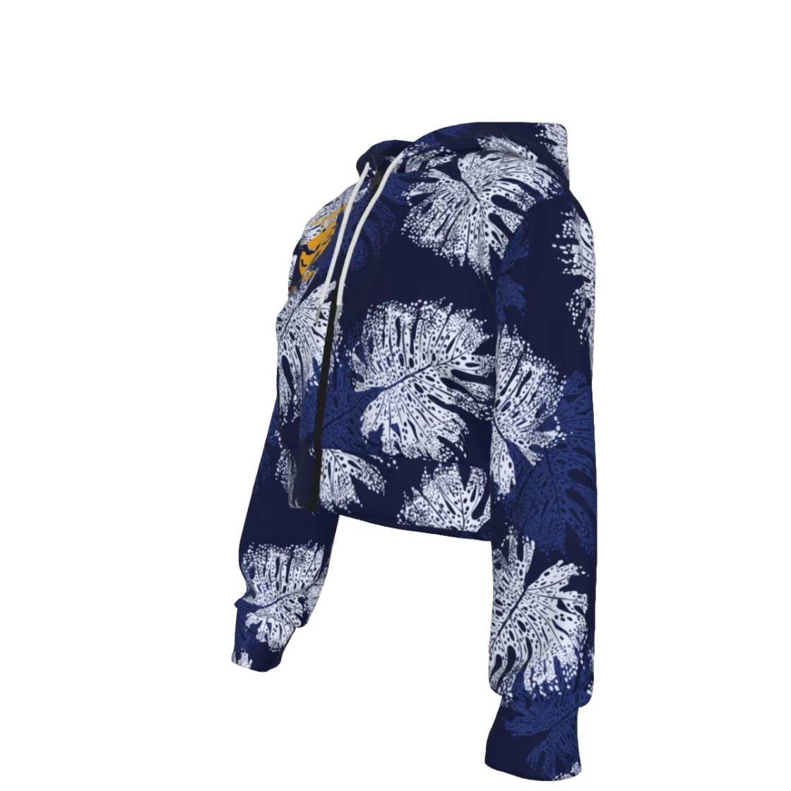 All-Over Print Women's Crop Top Hoodie With Zipper Closure