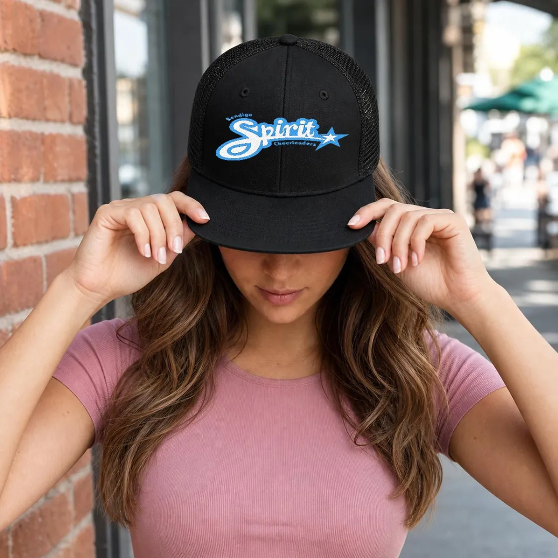 Embroidery Flat-Brim Mesh Cap