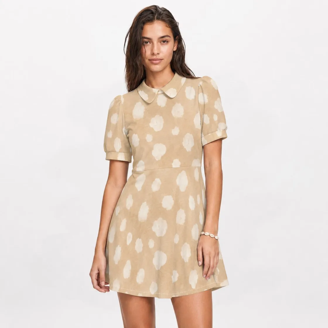 All-Over Print Women's A-Line Dress With Peter Pan Neck