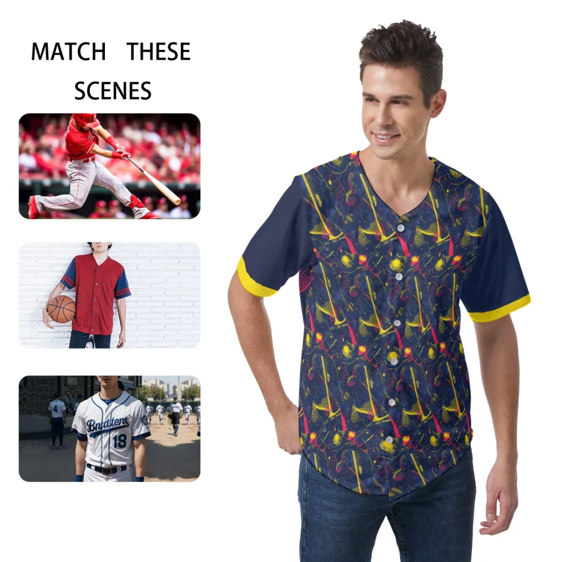 All-Over Print Men's Short Sleeve Baseball Jersey