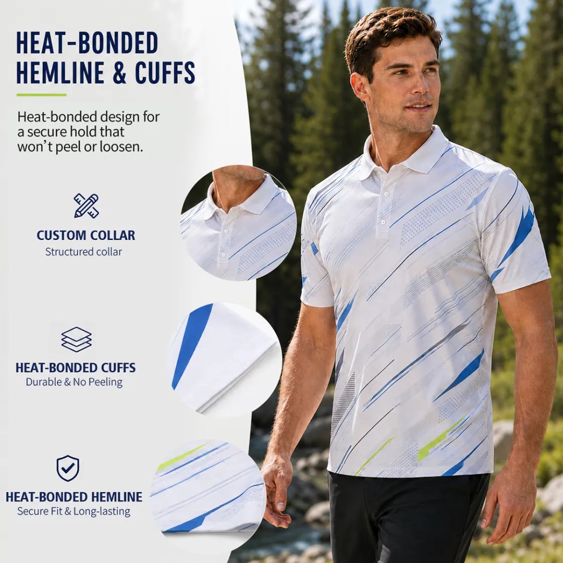 All Over Print Men‘s Two-Piece Collar Polo Shirt|Bonded Seam