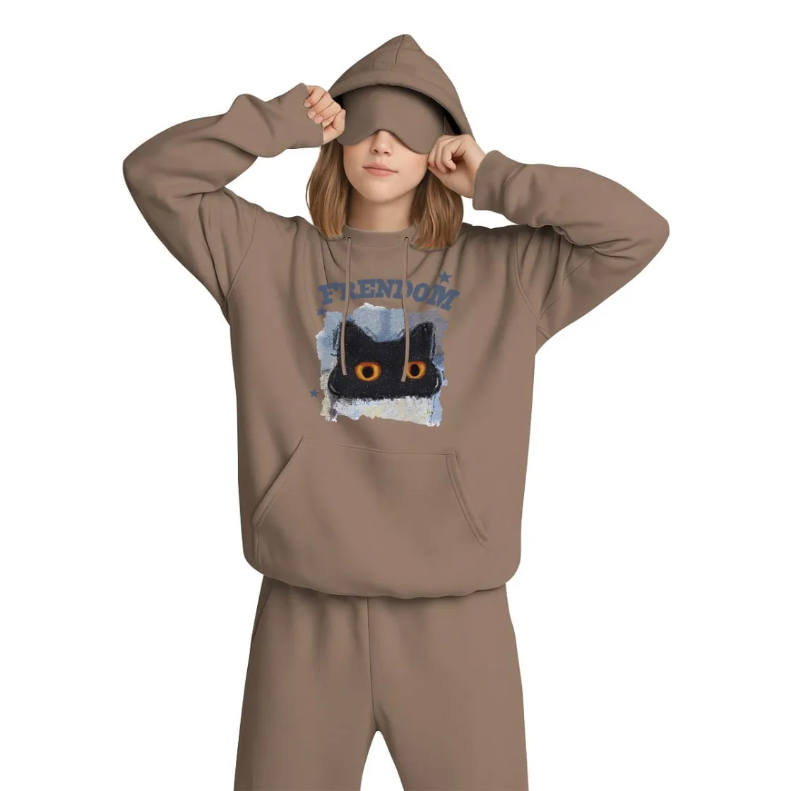 Women's Travel Nap Hoodie with Built-in Eye Mask|DTF