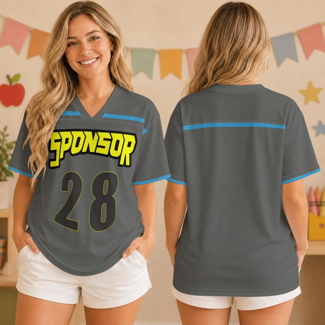All-Over Print Unisex Panelled V-Neck T-Shirt