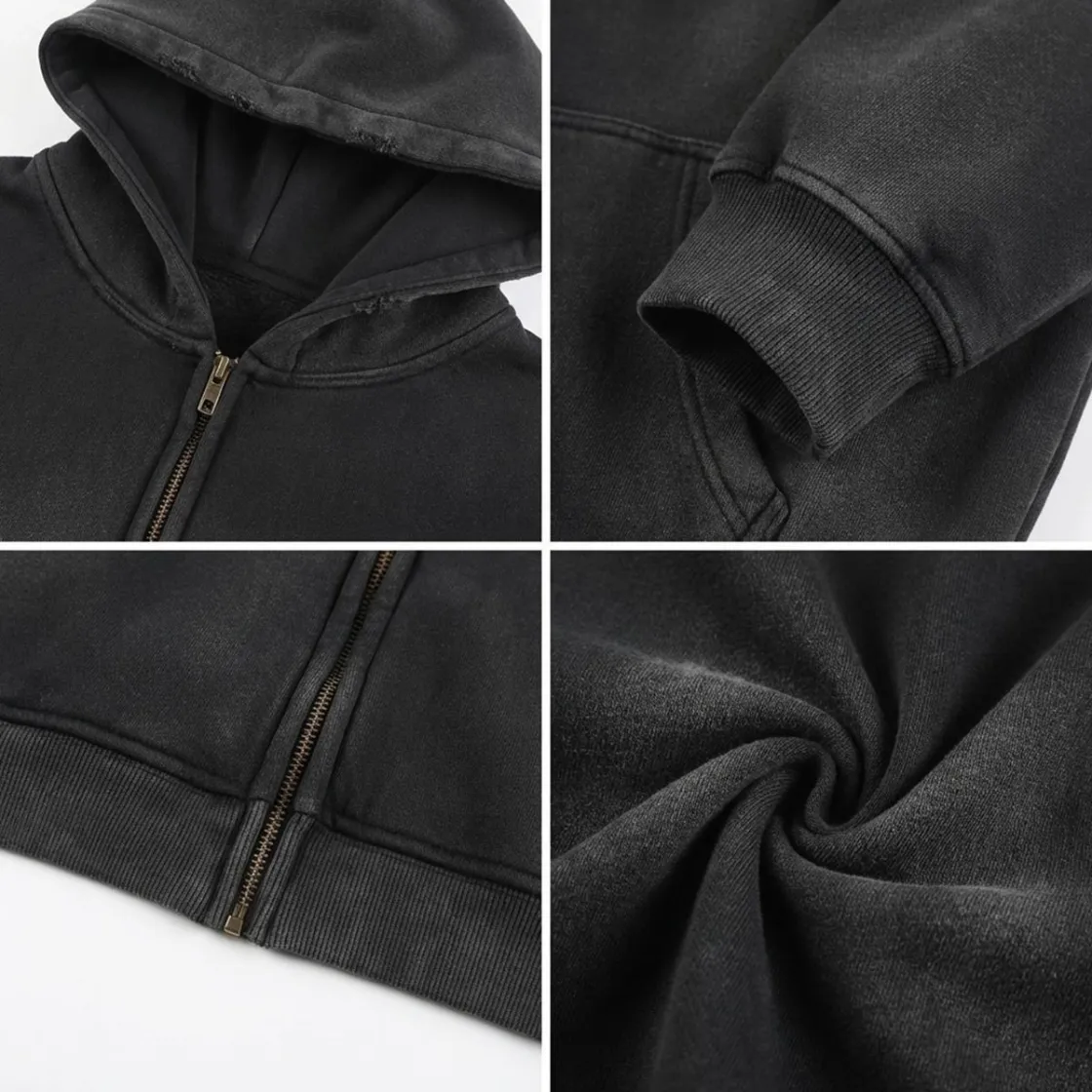 Fleece Lined Gradient Washed Zip Hoodie|355GSM DTG