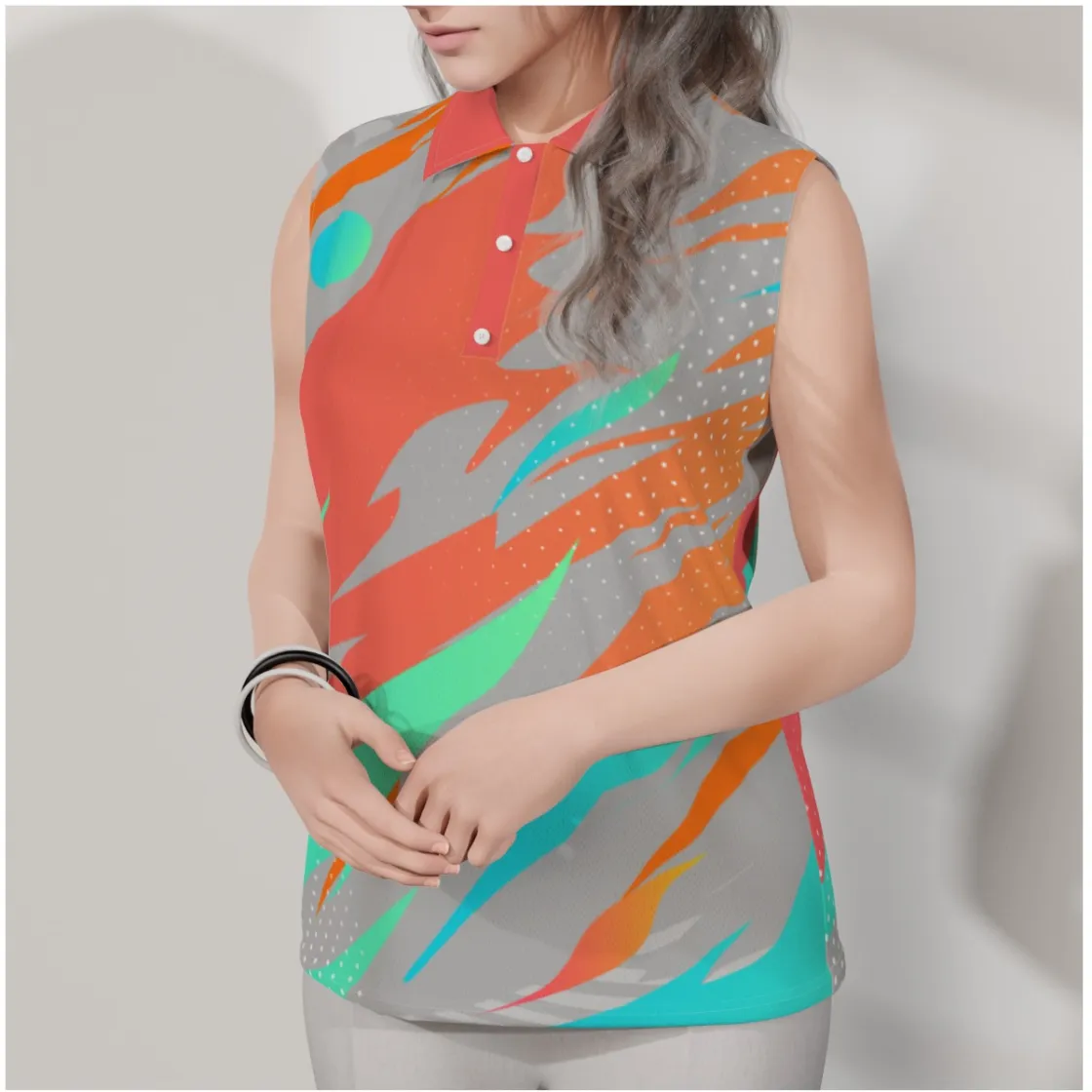 All-Over Print Women's Sleeveless POLO Shirt
