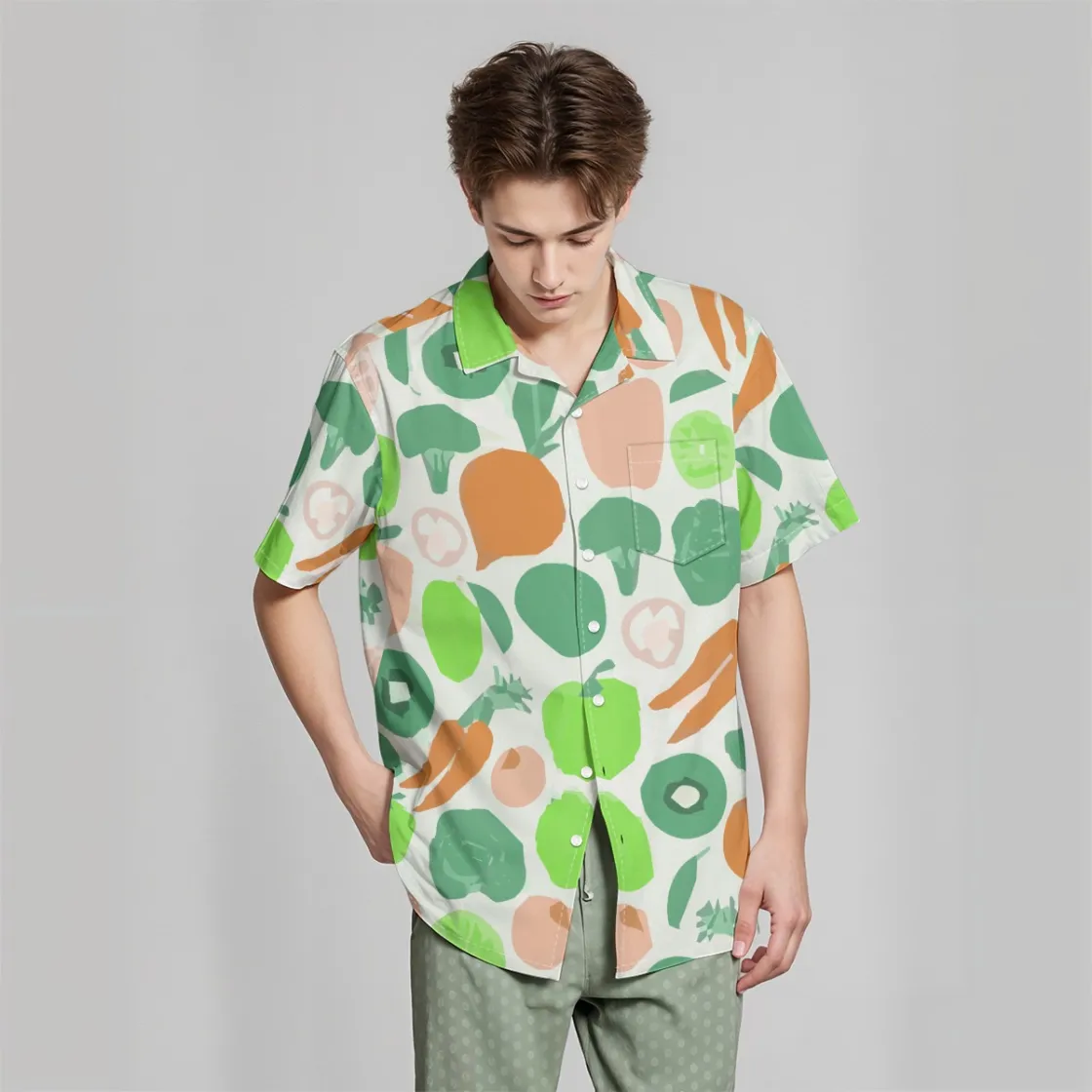 All-Over Print Hawaiian Shirt With Pocket|115GSM Cotton poplin