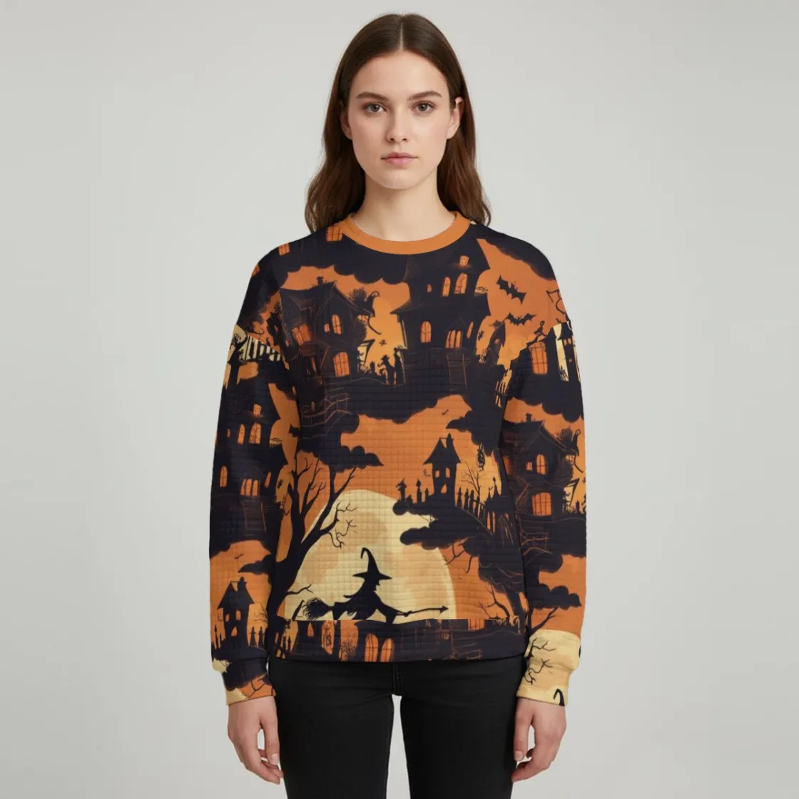 All-Over Print Women's Thick Waffle Knit Sweatshirt