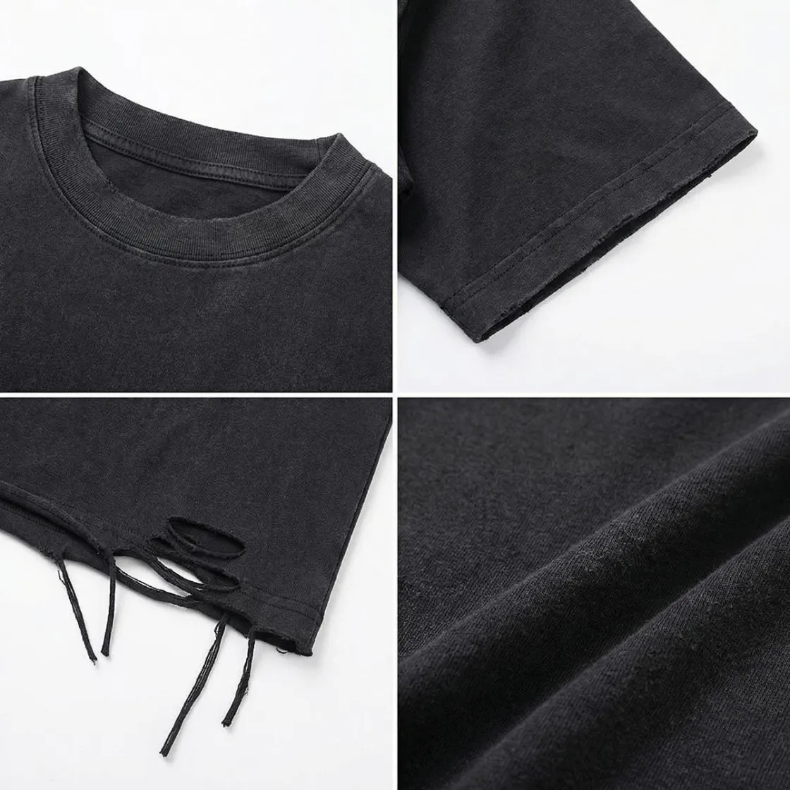 Men’s Distressed Washed Oversized T-Shirt|270GSM DTF