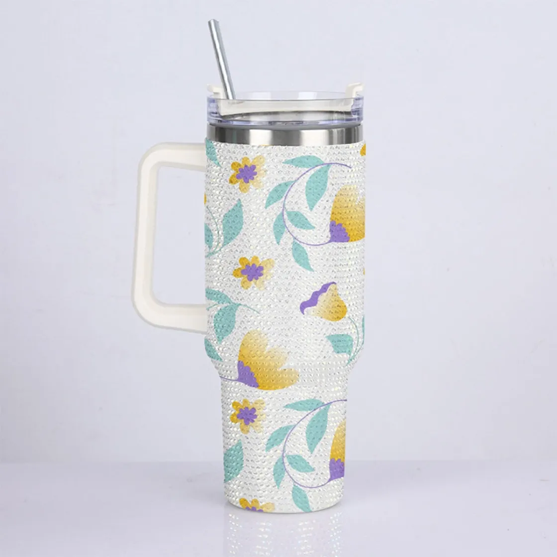 40oz Diamond Cup With Stainless Steel Straw