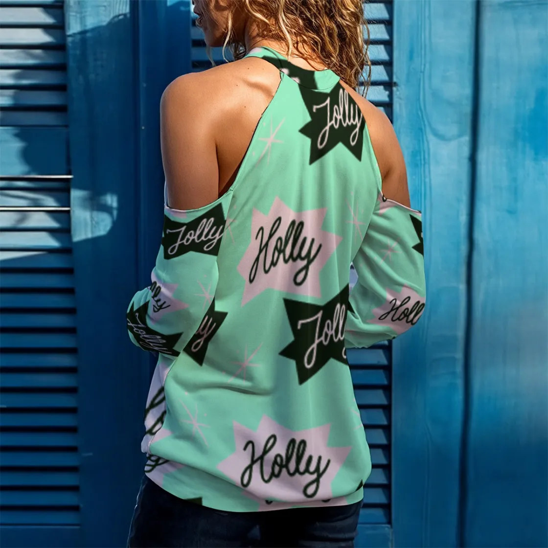 All-Over Print Women's Cold Shoulder Sweatirt