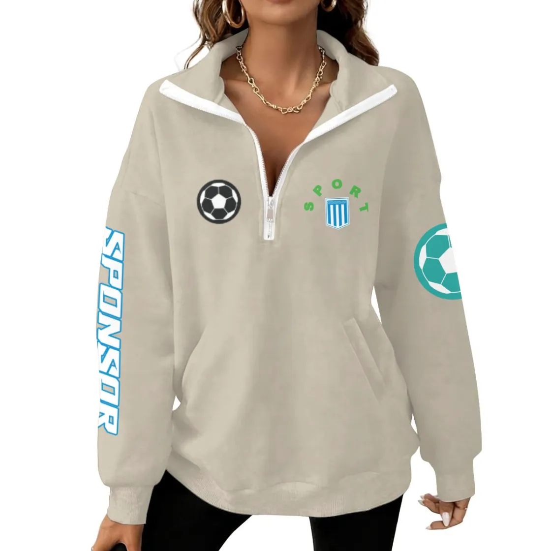 Women's Half-Zip Sweatshirt With Fleece|DTF