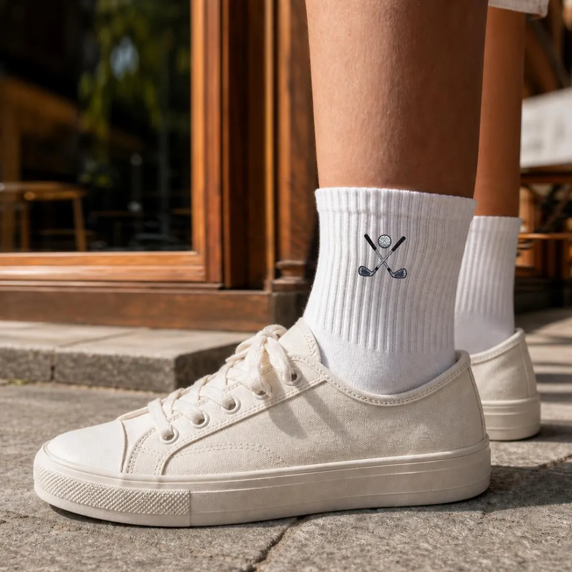 Embroidery Sports Quarter Socks|Cotton