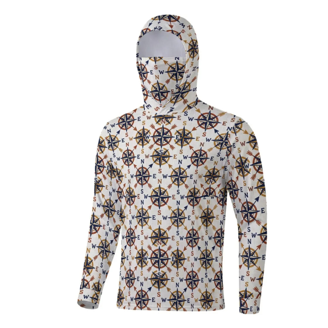 All-Over Print Men’s Sun Protection Hoodie with Face Cover and Thumb Holes