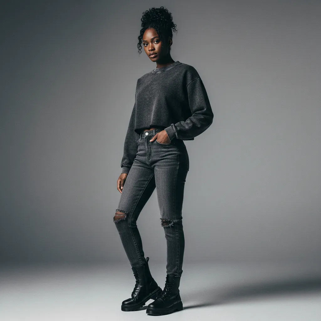 Women’s Cropped Distressed Sweatshirt380GSM Cotton DTF