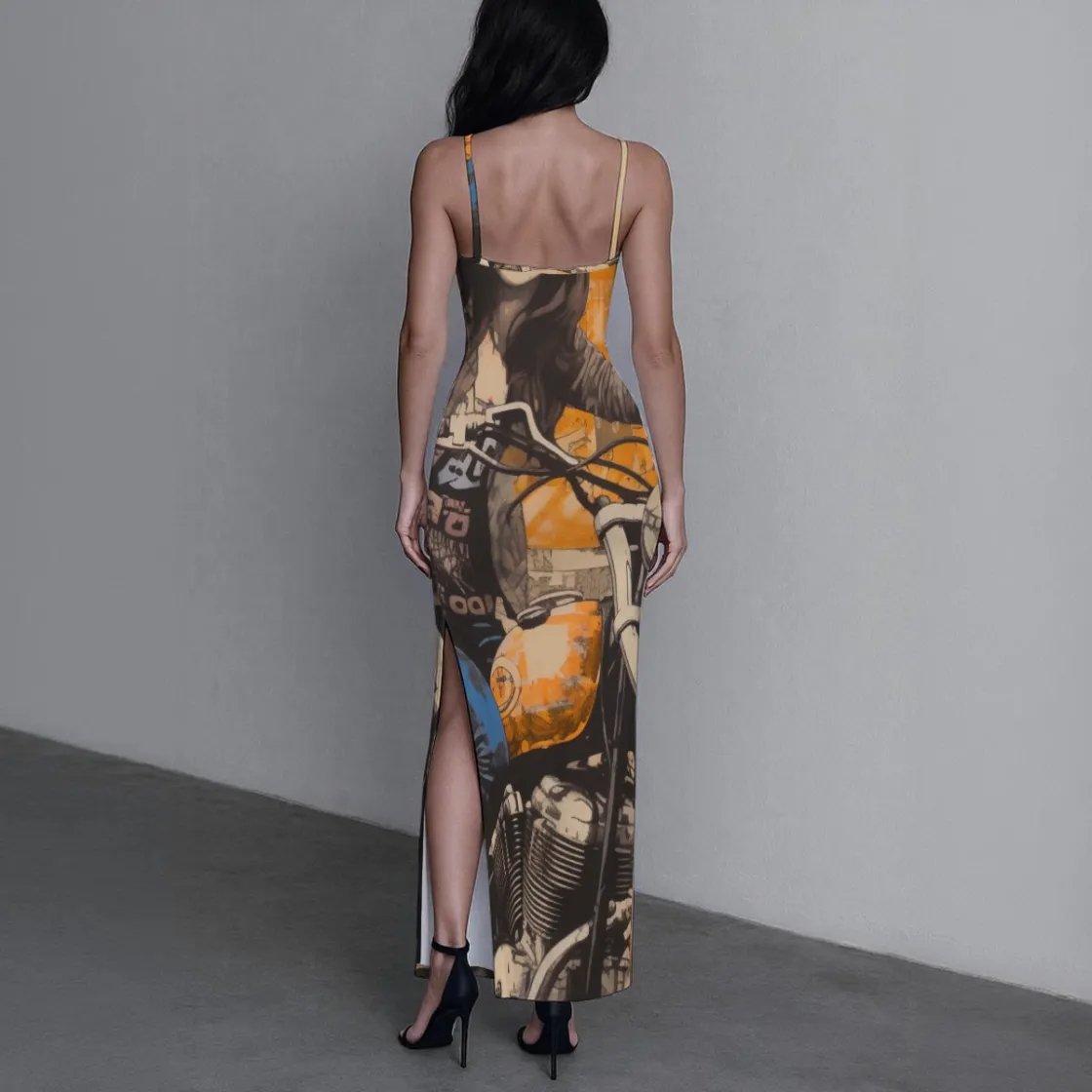 All-Over Print Women's Long Dress with Slit