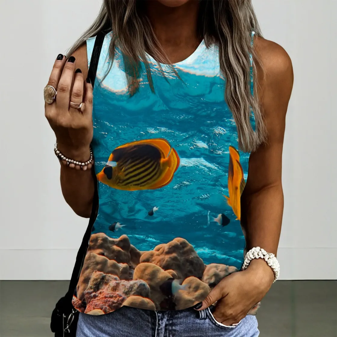 All-Over Print Women's Round Sleeveless T-Shirt