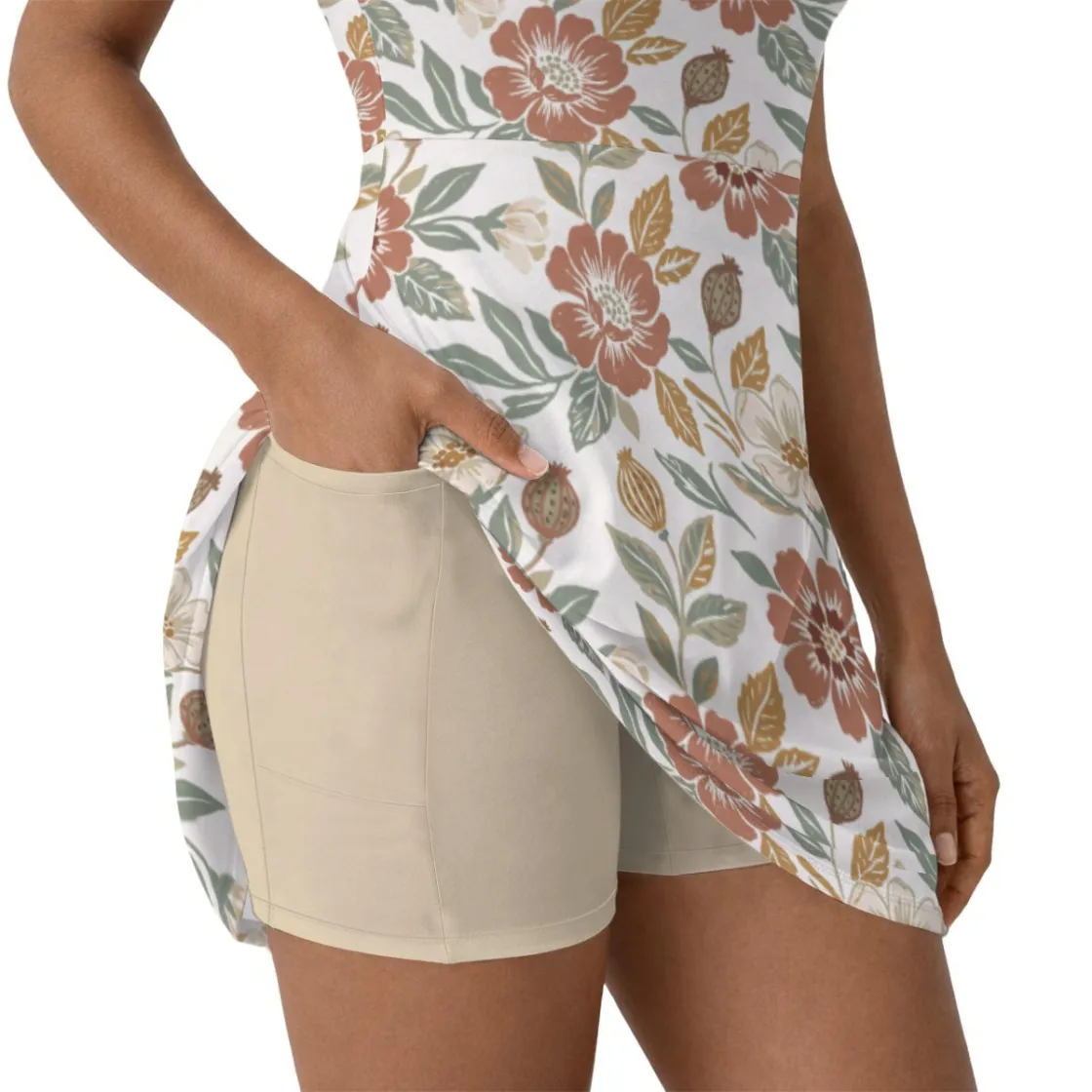 All-Over Print Women’s Athletic Tennis Dress with Built-in Shorts