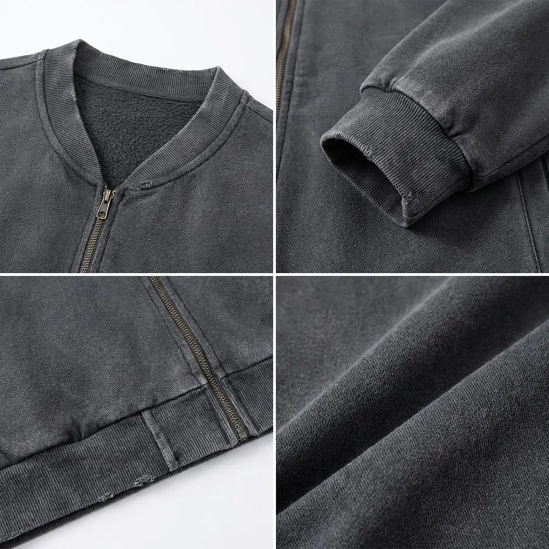Men’s Fleece-Lined Vintage Wash Zip Hoodie|360GSM DTF