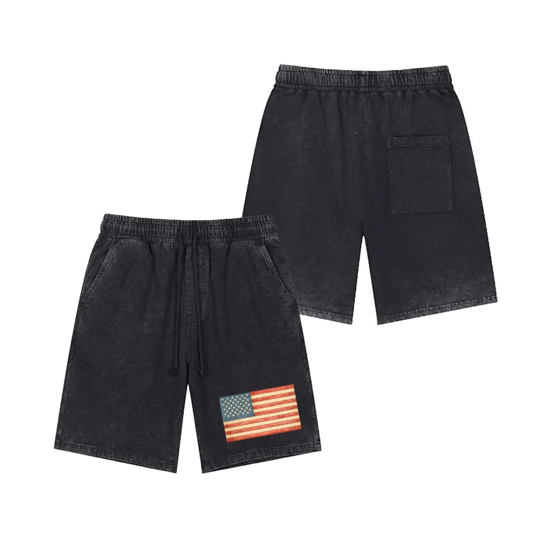Men’s Vintage Wash Drawstring Shorts|350GSM DTF