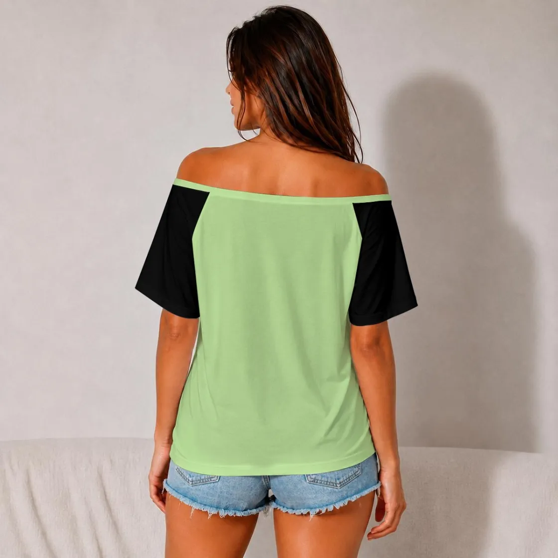 All-Over Print women's Off-Shoulder Short Sleeve Top