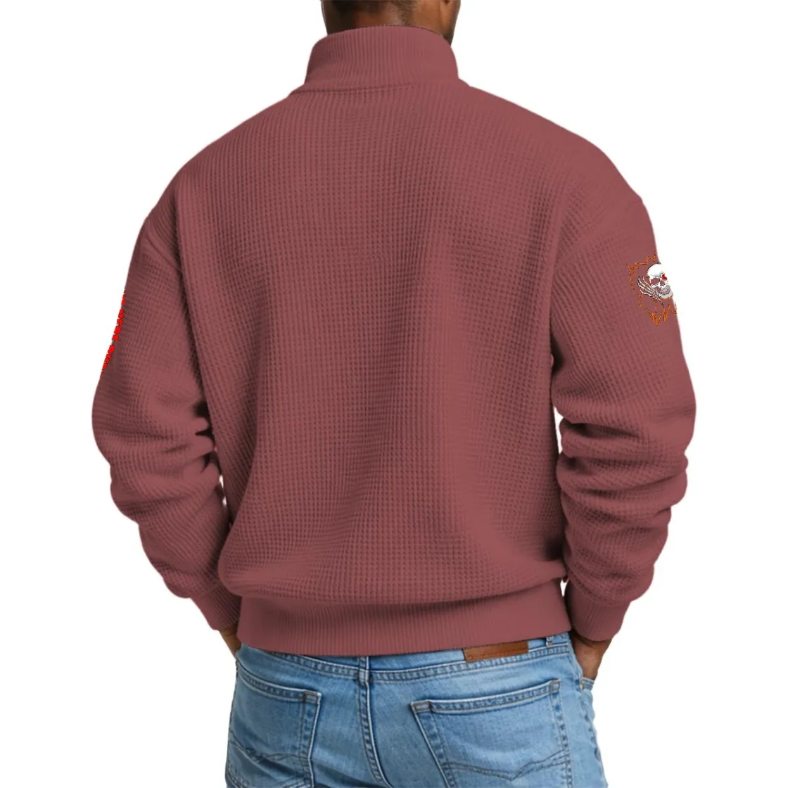 Men's Waffle Knit Casual Sweatshirt With Half Zipper|DTF