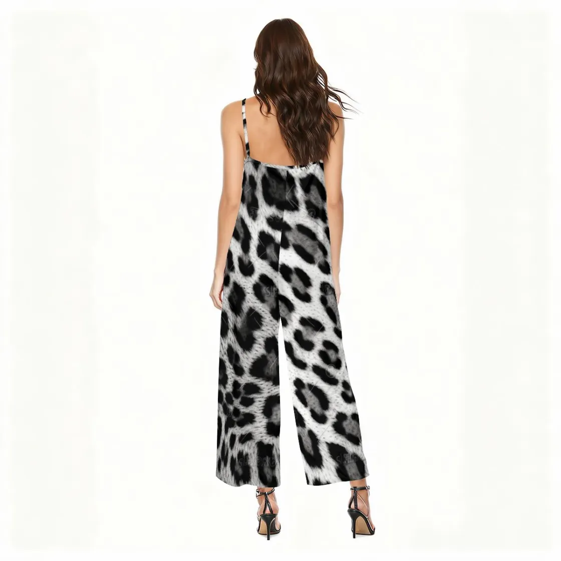 All-Over Print Women's satin suspender jumpsuit