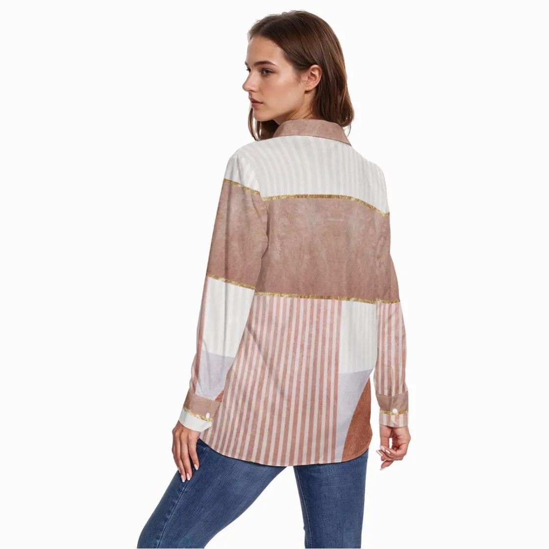 All-Over Print Women's Comfort Shirt With Button|140GSM Slub Cotton