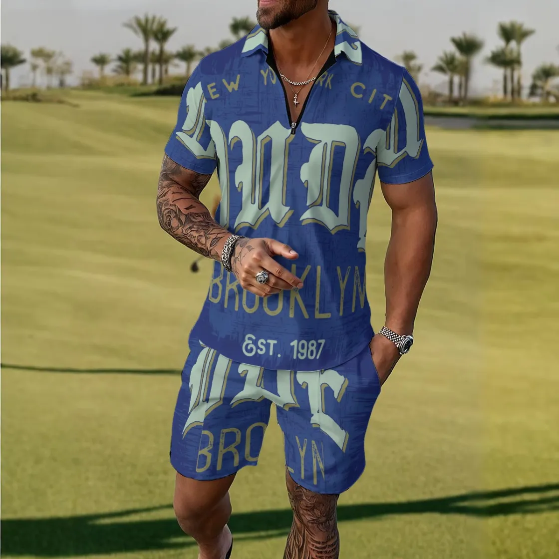 All-Over Print Men's Polo Sportswear Set