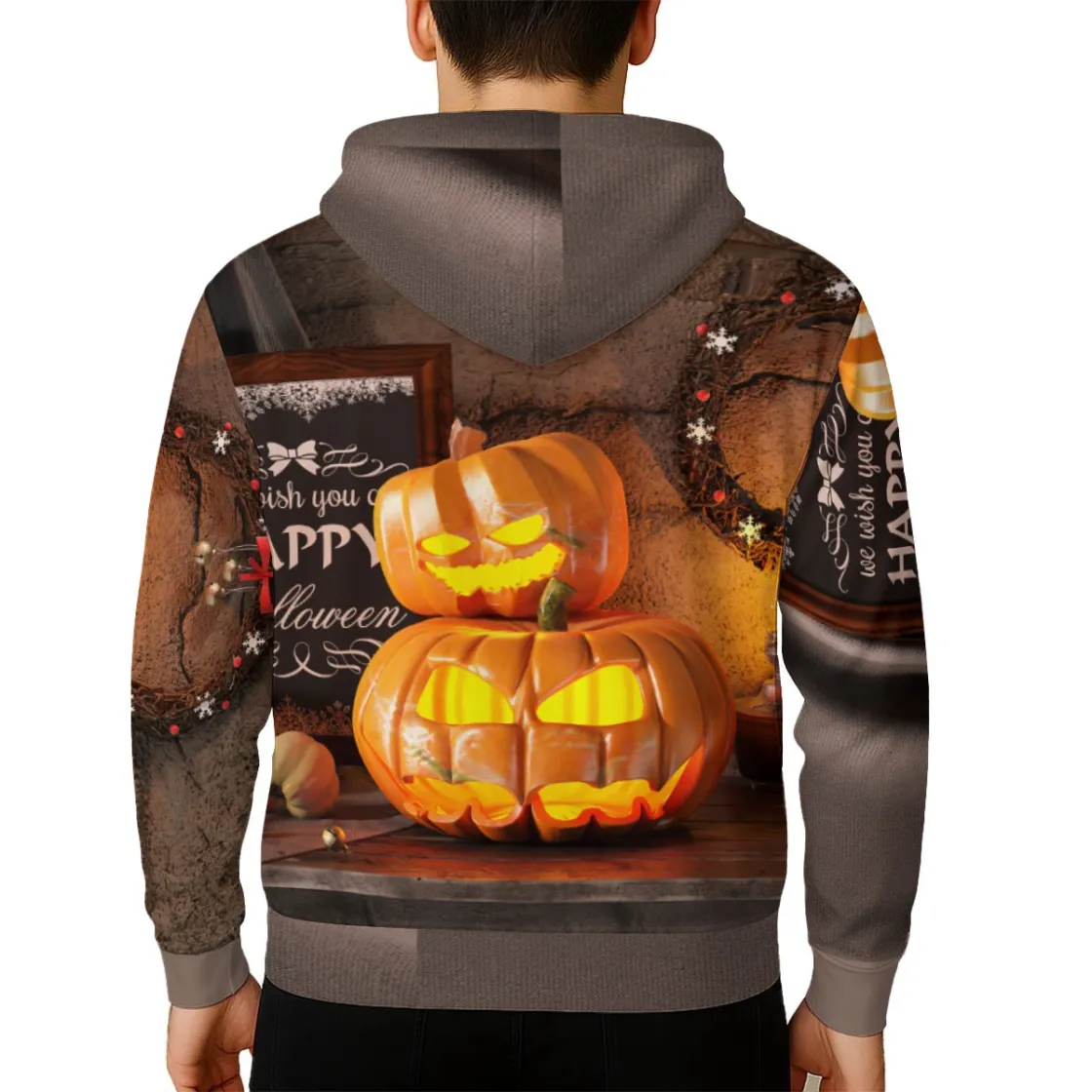 All-Over Print Zip Up Hoodie With Pocket