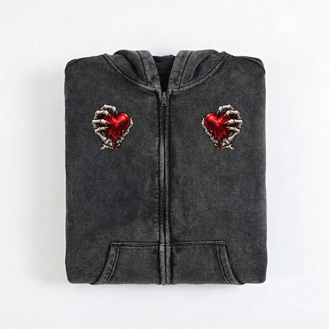 Men’s Fleece-Lined Vintage Wash Zip Hoodie|355GSM DTG