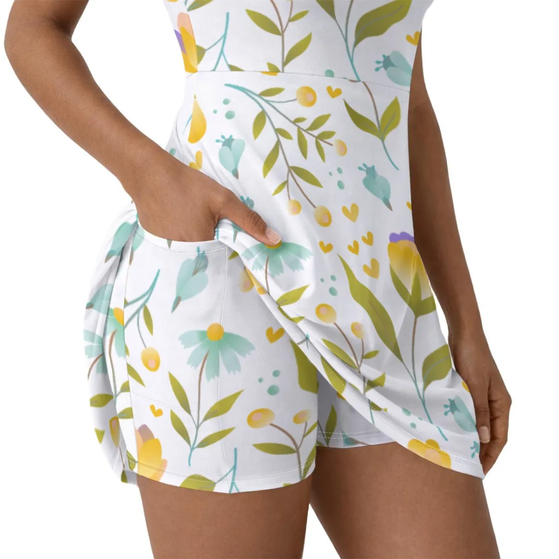 All-Over Print Women’s Athletic Dress With Built‑In Shorts