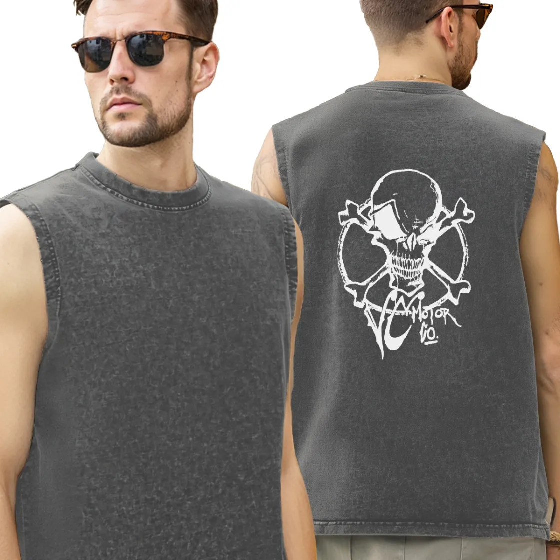 Washed Cotton Sleeveless T-Shirt Printed in USA|210GSM Cotton Back DTF