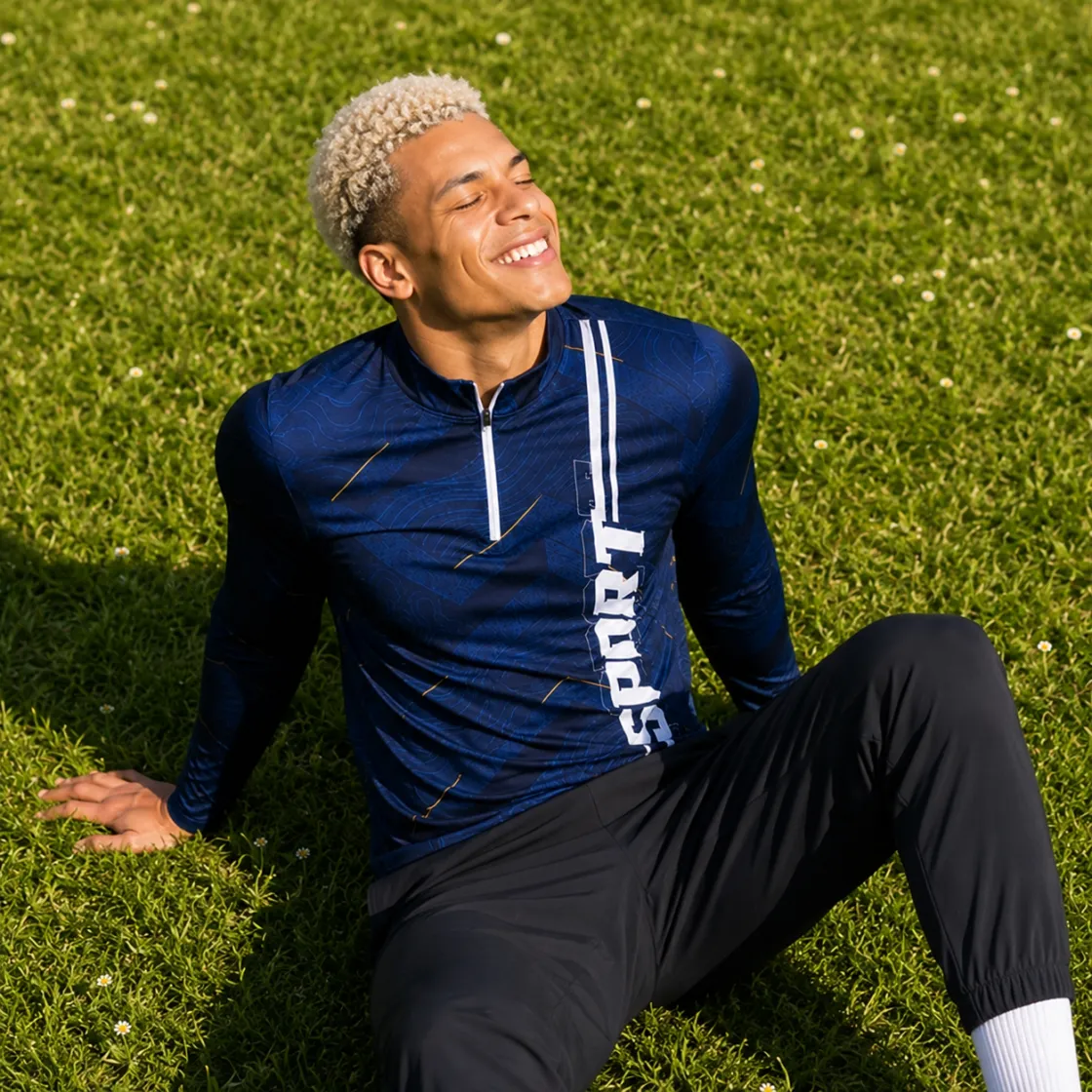 All-Over Print Men's Sports Collar Jersey With Long Sleeve| Interlock