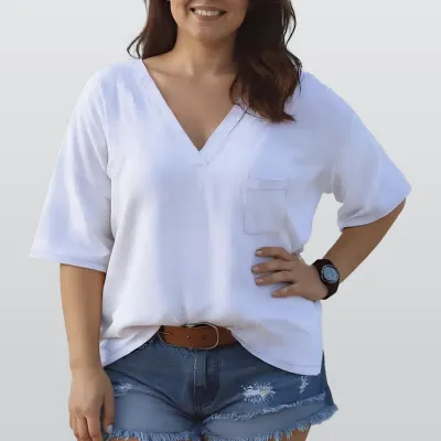 All-Over Print Women’s Casual V-Neck Short Sleeve Top