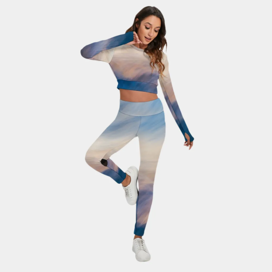 All-Over Print Women's Sport Set With Backless Top And Leggings