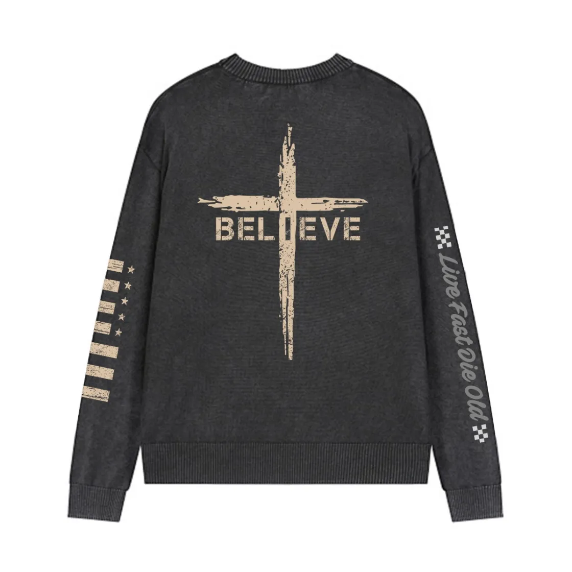Men’s Vintage Crewneck Knit Sweater|285GSM DTG