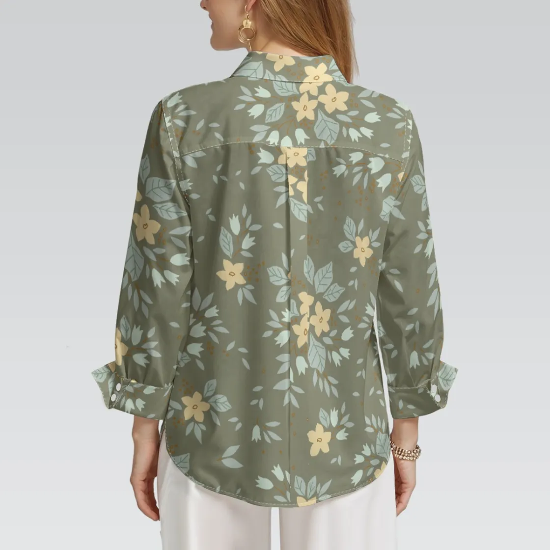All-Over Print Women's Mid-Length Sleeve Shirt