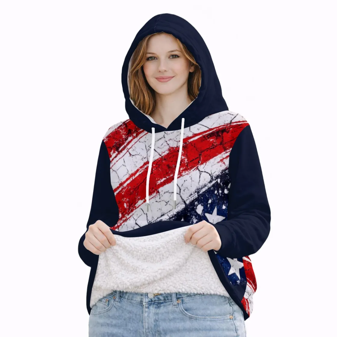 All-Over Print Women’s Fleece Lined Warm Hoodie