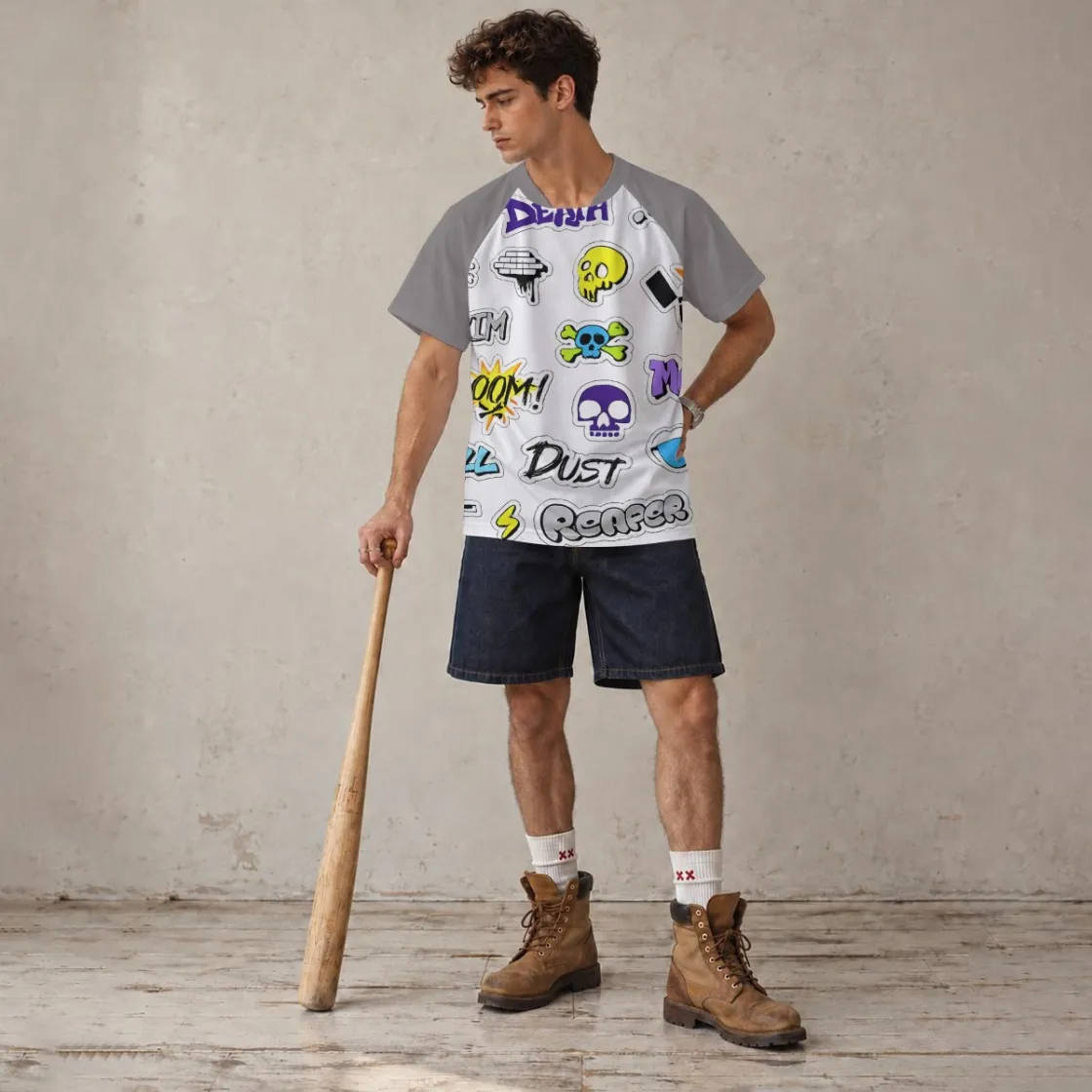 All-Over Print Men's Jersey With Short Raglan Sleeve