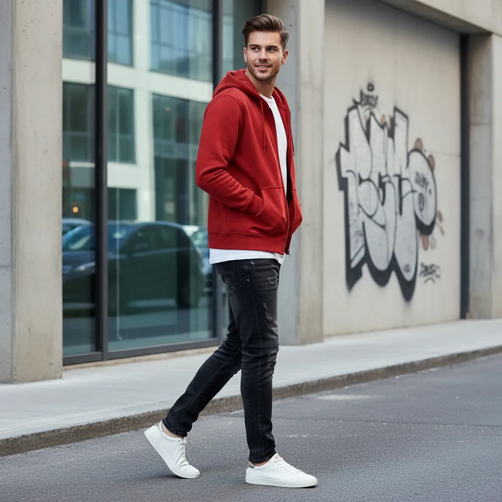 Men's Hoodie With Zipper Printed in USA |Glidan18600 DTF