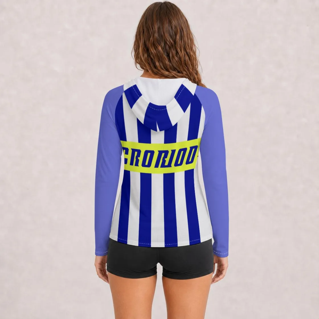 All-Over Print Women's Hooded Raglan Sun Protection Sport Jersey With Long Sleeve
