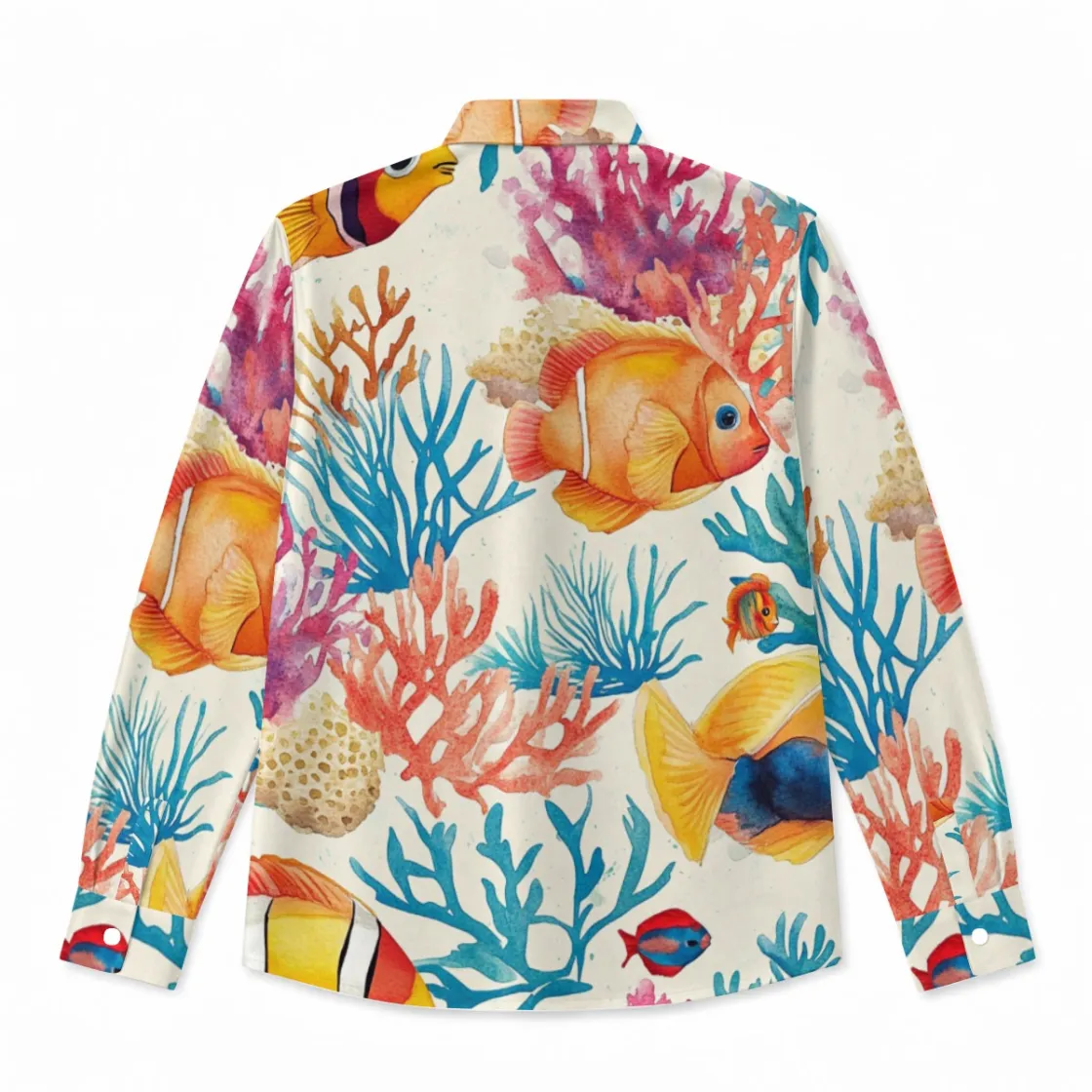 All-Over Print Men's Imitation Silk Long-Sleeved Shirt