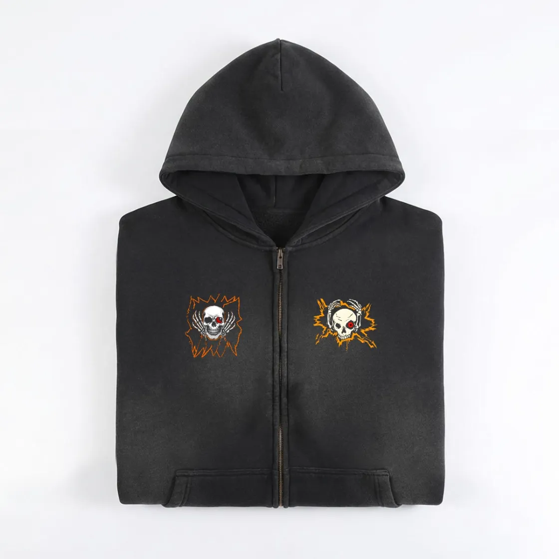 Fleece Lined Gradient Washed Zip Hoodie|355GSM DTF
