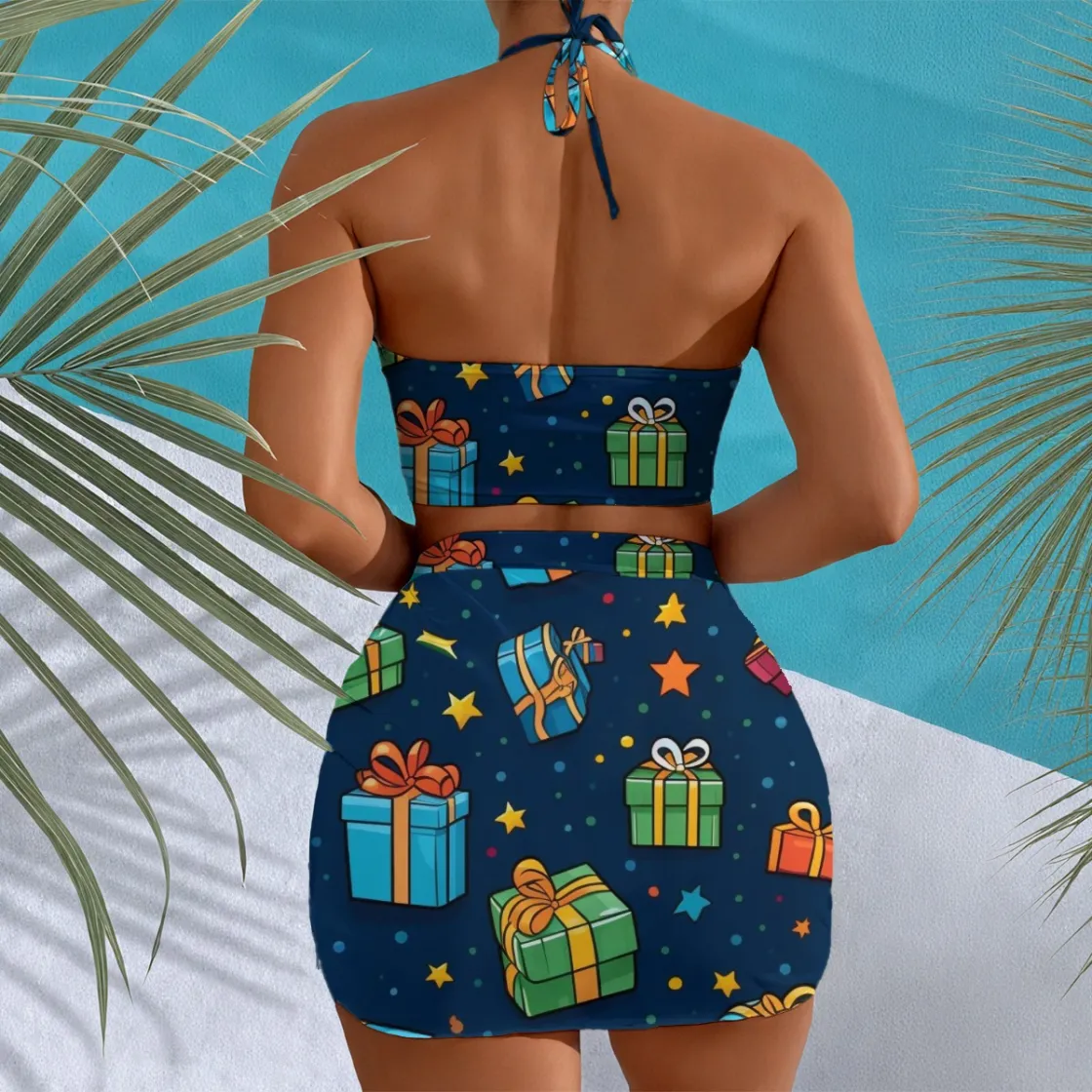 All-Over Print Women's Halter Neck swimming Suit