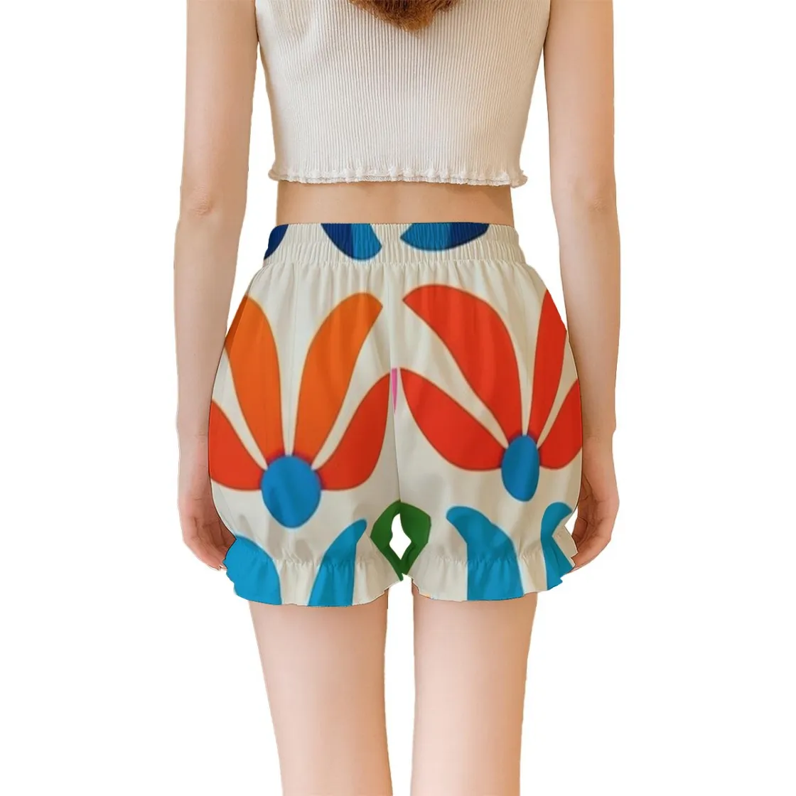 All-Over Print Women's Lightweight Faux-Pleated Shorts with Bow Detail